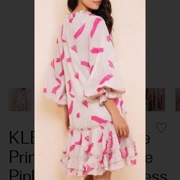 KLEID IIONA Dress Ruffle Printed Long Sleeve Pink Tan Sheer Mini Dress Small - Picture 2 of 6